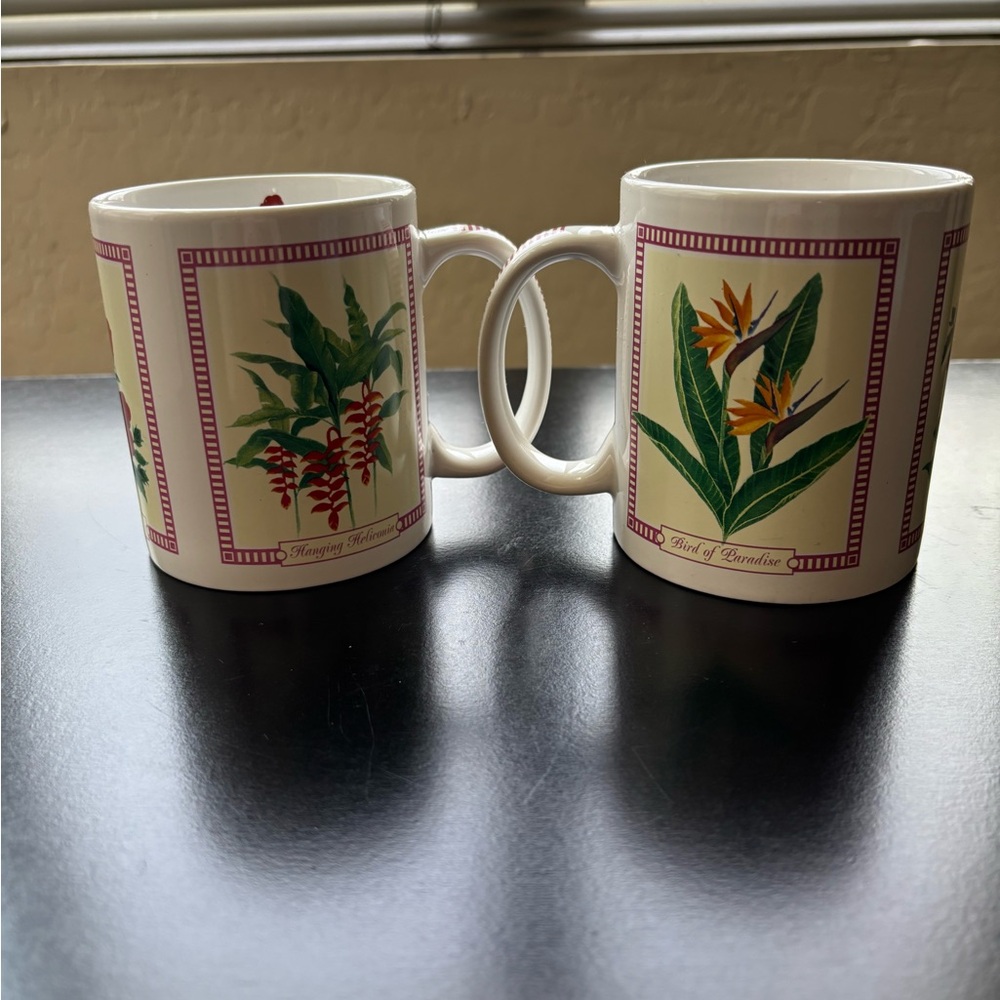 Hilo Hattie O’ahu Hawaiian floral mugs